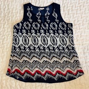 Navy and White Patterned Tank